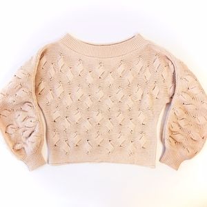 EVERKAKI Blush textured scoop neck knit sweater M